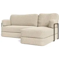 Masseno Ecksofa SABI mit Metallgestell, Modulares Schlafsofa aus Schaumstoff, Klappbares Bodensofa, Schlaffunktion - Creme, QUELLE 02