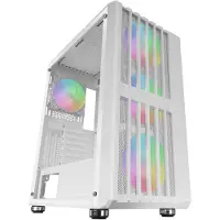 Mars Gaming MC-VAULTW, Midi Tower, PC, Weiß, ATX, micro ATX, Mini-ITX, Netz, SGCC, Gehärtetes Glas, Gaming