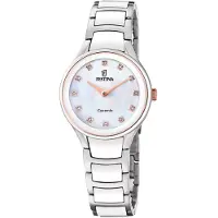 Festina Armbanduhr Ceramic Silver - Mother-of-pearl