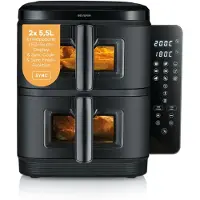 Severin Duo Stack Heißluftfritteuse, 2 x 5,5 L Garraum, 2 Kammern, gesundes Koch