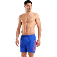 Arena Badeshorts "FUNDAMENTALS LOGO BOXER R", Herren, Gr. 3XL, N-Gr, blau (neon blau, team orange), Obermaterial: 100% Polyester, Badehosen Badeshorts