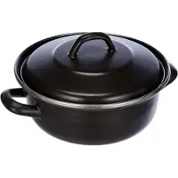Karl Krueger Krueger STEW POT KB20 MATT Black Kochtopf inkl. Deckel, emailliert, 20 cm Durchmesser, Induktionsherd-geeignet, Antihaftbeschichtung