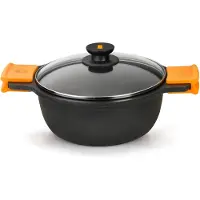 BRA Efficient A270336, Auflaufform, Rund, Aluminium-Guss, Keramik, Halogen, Versiegelte Platte, Gas, Induktion, Schwarz, Orange, 11,2 l