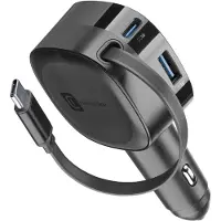 Cellularline Retractable Car Charger, Auto, Zigarettenanzünder, 0,7 m, Schwarz