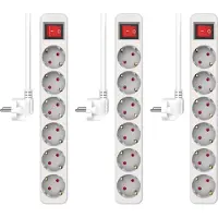 Elro 3-er Set ES106 6-Fach Steckdosenleiste mit Schalter und 1,5m Kabel – Kinder