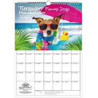 Seelenzauber GmbH Tierzauber Funny Dogs Planer DIN A3 Kalender für 2027 Hunde Welpen - Set-Inhalt: 1x Kalender 1x Weihnachtsanhänger 1x Grußanhänger (gesamt 3 Teile)