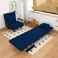 Great han Relaxsessel mit Liegefunktion, 5-fach verstellbare Rückenlehne, Chenille-Bezug, 180° Liegeposition, Blau