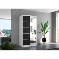 Fun-Möbel Schiebetürenschrank Schrank Nr.125 in Weiß- Schwarz matt 100x200x58 cm
