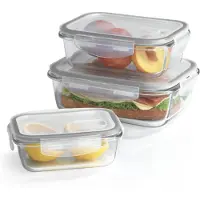 DS Produkte GOURMETmaxx Glas Frischhaltedosen Klick-it 3er Set Hervorragend für Spülmaschine Mikrowelle Backofen und Gefrierschrank Luftdicht & Auslaufsicher