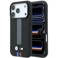 BMW Case M Quadrille Kevlar Anthracite & Tricolor Print Lines MagSafe for iPhone 18 Pro black