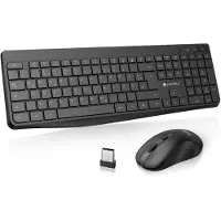 Koorui Tastatur und Maus Kabellos,Deutsches Layout QWERTZ，Schwarz
