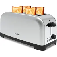Solac - Toaster +1400 W | 6 Bräunungsstufen | 2 extralange Schlitze mit variable