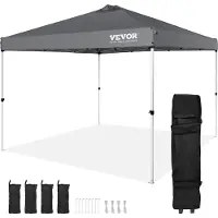 Vevor Pavillon 304,8x304,8x320cm Gartenzelt 250D PU Silber beschichtetes Gewebe Faltpavillon inkl. Aufbewahrungstasche Partyzelt 6-8 Personen Pop up Zelt Faltzelt Gartenpavillon für Campingausflug