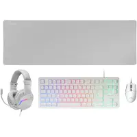 Mars Gaming MCP-RGB3W, Kabelgebunden, USB, Membran Key Switch, RGB-LED, Weiß, Maus enthalten