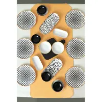 Hermia Concept , Frühstücksset (18 Teile) aus 100% Keramiksteinzeug, Schwarz/Weiß, antibakteriell