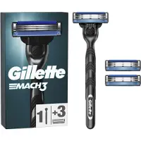 Gillette Mach3 Base 1 Griff + 3 Nachfüllmesser Für Männer