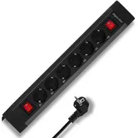 REV SupraLine Steckdosenleiste 6-Fach - Mehrfachsteckdose mit 2 Schaltern, 2,7m