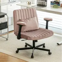 MODFU Bürostuhl Rosa,Polstersessel mit Klappbaren Armlehnen und Rollen,höhenverstellbarem Drehstuhl,Fernsehsessel,Posterstuhl für Arbeitszimmer