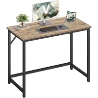 Songmics Computertisch Bürotisch 100x50x76cm Kamelbraun Tintenschwarz