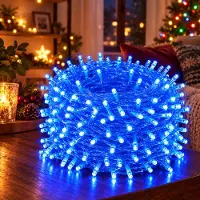 Rosikey 50M 400LEDs 8 Modi Lichterkette Strom, Timer, Merkfunktion, LED Weihnachten Lichterkette Party Deko Licht Weihnachtsbaum Garten Beleuchtung, Blau
