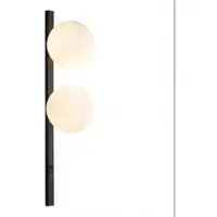 Licht-Erlebnisse Wandleuchte Schwarz Weiß Wandlampe mit Schalter 60 cm hoch Metall Glas E14 2-flammig Kugelschirm
