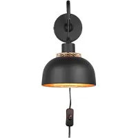 RL Reality Leuchten Wandleuchte Punch R20811732, Metall Schwarz matt/goldfarbig, ex