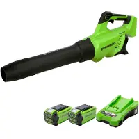 Greenworks GD40ABK2X Axial Akku Laubbläser mit bürstenlosem Motor, 210 km/h, 15,