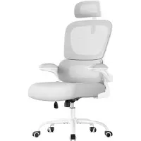 Songmics Bürostuhl, Schreibtischstuhl, ergonomischer Netzstuhl, mit doppellagigem Netzgewebe, atmungsaktiv, Adaptive Lendenstütze, verstellbare Kopfstütze, für Homeoffice, Taubengrau OBN041G01 – Größe