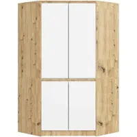 Akord Kleiderschrank Artisan Eiche 100 cm 4 Türen Front Weiß 6 Regalböden B100xH180xT50 cm