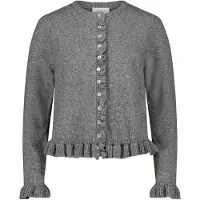 Cartoon Cardigan "Cardigan mit Rüschen", Damen, Gr. 44, grau, Strickjacken Cardigan