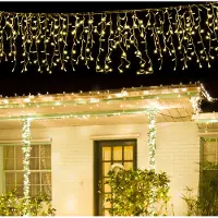 Yakimz 5M 200 LED Lichterkette LED Eisregen Schneefall Weihnachtsbeleuchtung Lichtervorhang 8 Modi mit Stecker Innen Halloween Weihnachten