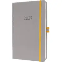 Sigel Wochenkalender Linescape 2027, A5, für 1 Jahr, Vertikal-Layout, 176 Seiten, 1 Woche/2 Seiten, Stiftschlaufe, PU-Hardcover, gelb-hellgrau