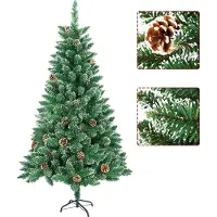 LZQ 120CM Künstlicher Weihnachtsbaum mit Schnee & Ständer , Natur-Weiss beschneit, Material PVC,Tannenbaum Christbaum Weihnachtsdeko