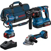 Bosch Professional 18V System Akku-Combo Kit: GSB 18V-45 + GBH 18V-22 + GWS 18V-