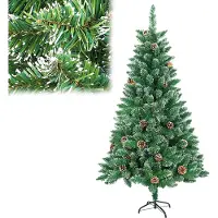 XMTECH 180CM künstlich Weihnachtsbaum mit Schnee & Edelstahl Ständer, einfache Stecktechnik, Tannenbaum Christbaum Weihnachtsdeko