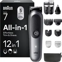 Braun Multigroom All-in-One Series 7, 12-in-1 Trimmer, AIO7545, Grau