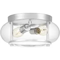 Elstead Lighting Deckenleuchte, 2-Flammig, Stahl chrom, Glas, IP44, D 30,5 cm