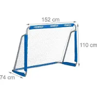 Famanu Fußballtor für den Garten - Metall mit Netz - 110x152x74 cm - Grau/Blau