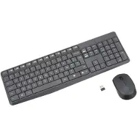 Logitech MK235, Volle Größe (100%), Kabellos, RF Wireless, AZERTY, Grau, Maus enthalten