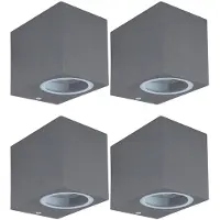 Etc-shop 4er Set RGB LED Außenleuchte, anthrazit, abwärts, IP44, Glas