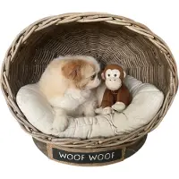Decomeubel Rattan Hundekorb IGLO mit Kissen