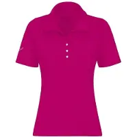Trigema Poloshirt "Poloshirt aus Baumwolle mit Kristallsteinen", Damen, Gr. 3XL, pink (magenta), Single Jersey, 100% Baumwolle, Basic, lang, ohne Ausschnitt, Shirts Poloshirt