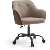 Songmics Homeoffice Stuhl, Drehstuhl, Schreibtischstuhl, höhenverstellbar, bis 110 kg belastbar, atmungsaktiver Stoff, für Arbeitszimmer, Schlafzimmer, braun OBG019K01