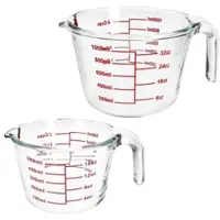 MamboCat 2er Set SKALA Messbecher je 1x 500ml & 1x 1L aus Glas mit Skalen in Milliliter, Unzen & Cups – 1x 22277572 & 1x 22277574*****Standort: GOS-2
