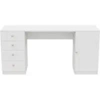 Merax Schreibtisch 155x45x74 cm Weiß 4 Schubladen Ablage Keramikgriffe