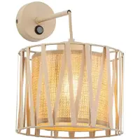 Licht-Erlebnisse Wandlampe mit Schalter Metall H: 35 cm Sandfarben E27 Modern Wandleuchte
