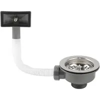 Merkloos Abflussgarnitur 114 mm - Siphon Küchenspüle - Siebkorb - Edelstahl - Abnehmbar - Langlebig und Korrosionsbeständig - Spülbecken-Garnitur