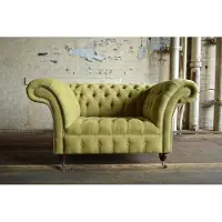 AEA Chesterfield Design Stoff Couch Sessel 1.5 Sitzer Polster Sofas Lounge Samt Grün