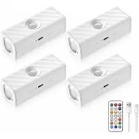 Novzep LED Schrankbeleuchtung mit Bewegungsmelder, magnetische Akku Lampe RGBW mit USB-C Laden, dimmbares Nachtlicht für Küche Schrank und Bad