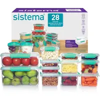 Sistema KLIP IT Vorratsdosen | Luftdichte und stapelbare Frischhaltedosen mit Deckel | Pausenbrotdosen und Snackdosen | BPA-frei | 28 Teile (14 Dosen und Deckel)